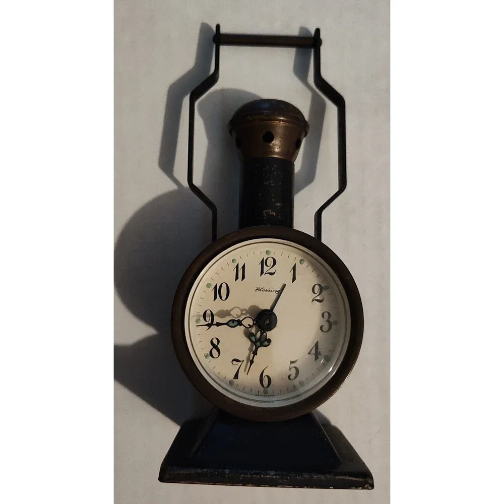Vintage Blessing Wind Up Alarm Clock Train Locomotive Boiler Railroad W. Germany